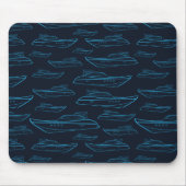 Blaues Yacht-Muster Mousepad (Vorne)