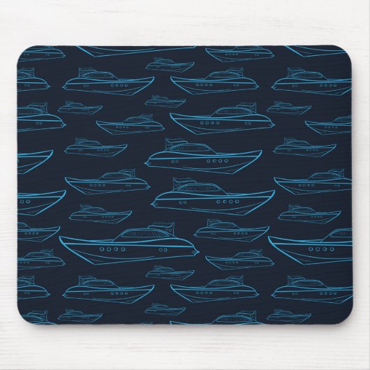 Blaues Yacht-Muster Mousepad (Vorne)