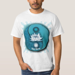 Blaues Yin Yang Lotus T-Shirt