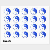 Blaues Yin Yang Runder Aufkleber (Blatt)