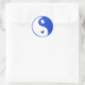 Blaues Yin Yang Runder Aufkleber (Tasche)