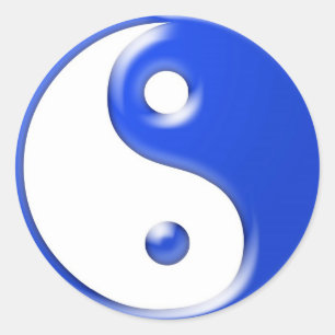 Blaues Yin Yang Runder Aufkleber
