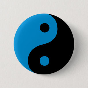 Blaues Yin-Yang-Taoist-Symbol Button