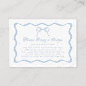 Blaues Zähmen der Nachfrage nach einem Rezept für Begleitkarte (Vorderseite)