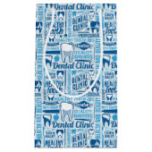 Blaues zahnmedizinisches Klinik-Muster Kleine Geschenktüte (Vorderseite)