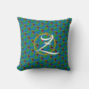 Blaues ZAMBIA-Schriftmonogramm Streukissen Kissen