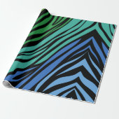 Blaues Zebra-Muster Geschenkpapier (Ungerollt)