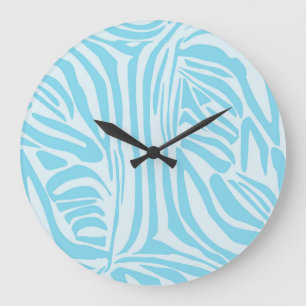 Blaues Zebra-Muster Große Wanduhr