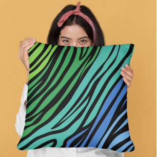 Blaues Zebra-Muster Kissen