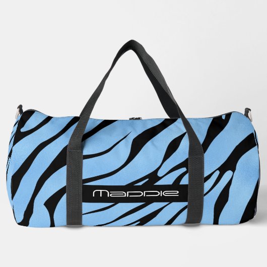 Blaues Zebra-Streifen-Muster Duffle Bag (Vorderseite)