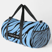 Blaues Zebra-Streifen-Muster Duffle Bag (Rechte Ecke)