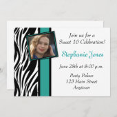 Blaues Zebramuster-Foto Einladung (Vorne/Hinten)