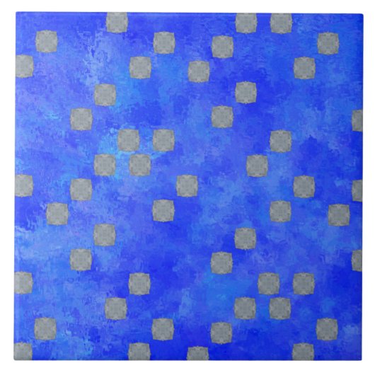 Blaues, zeitgenössisches Polka Dots Muster Fliese (Vorderseite)