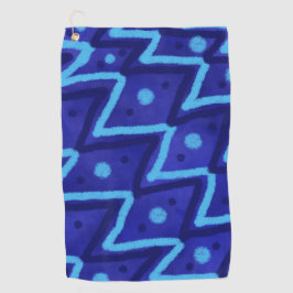 Blaues Zick-Zack-Punkte-Funky-Muster Golfhandtuch