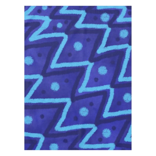 Blaues Zick-Zack-Punkte-Funky-Muster Tischdecke (Vorderseite)