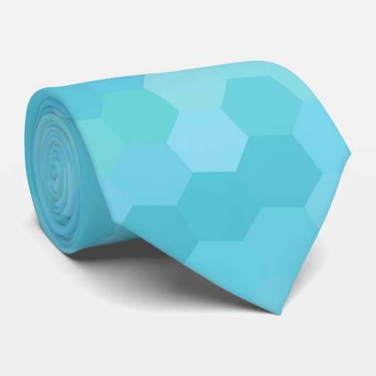 Blaues Zickzack Hexagonalmuster Krawatte (Gerollt)