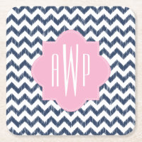 Blaues Zickzack Ikat Monogramm