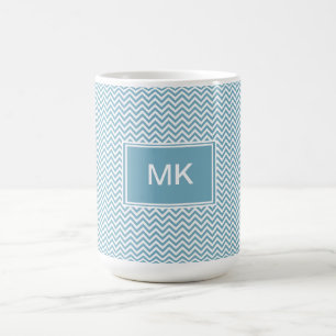 Blaues Zickzack mit Monogramm Kaffeetasse