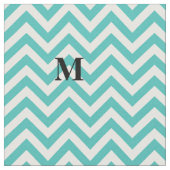 Blaues Zickzack mit Monogramm Stoff (Nahaufnahme)