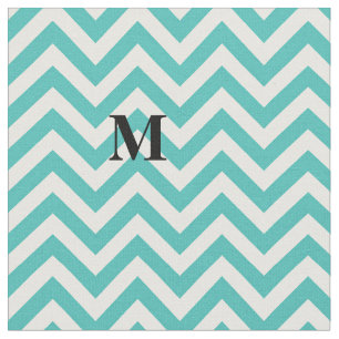 Blaues Zickzack mit Monogramm Stoff