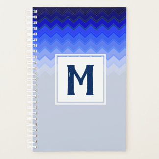 Blaues Zickzack Muster Mit Monogramm Planer