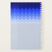 Blaues Zickzack Muster Mit Monogramm Planer (Rückseite)