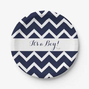 Blaues Zickzack Pappteller
