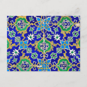Blaues Ziermosaikmuster Postkarte