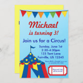 Blaues Zirkus-Karnevals-große Einladung (Vorne/Hinten)