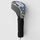 Blaues Zitronen-Blumen-Monogramm Golf Headcover (angewinkelt)