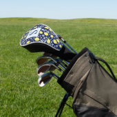 Blaues Zitronen-Blumen-Monogramm Golf Headcover (In SItu)