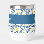 Blaues Zitronen-Wasserfarben-Monogramm-Name (Links)