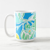 Blaues Zitronenmuster-Monogramm Kaffeetasse (Links)