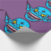 blaues Zombie-Troll-Packpapier Geschenkpapier (Ecke)