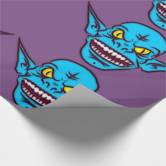 blaues Zombie-Troll-Packpapier Geschenkpapier (Ecke)