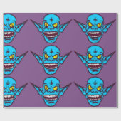 blaues Zombie-Troll-Packpapier Geschenkpapier (Flach)