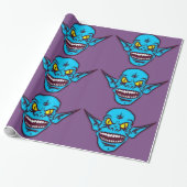 blaues Zombie-Troll-Packpapier Geschenkpapier (Ungerollt)