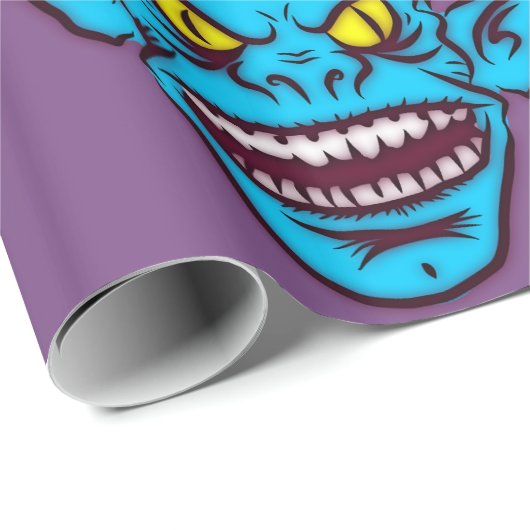 blaues Zombie-Troll-Packpapier Geschenkpapier (Rolleneckpunkt)