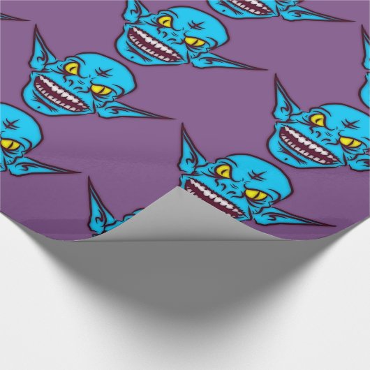 blaues Zombie-Troll-Packpapier Geschenkpapier (Ecke)