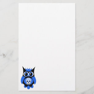 Blaues Zuckerschädel-Eulen-Briefpapier Briefpapier