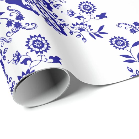 Blaues Zwiebel-Art-Element Geschenkpapier (Rolleneckpunkt)