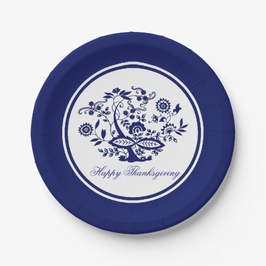 Blaues Zwiebel-Muster Ihr Gruß oder Feiertag Pappteller (Vorderseite)