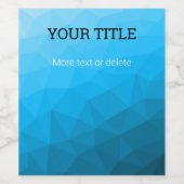 Blaues zyangeometrisches Dreieck Benutzerdefiniert Weinetikett (Einzelnes Label)