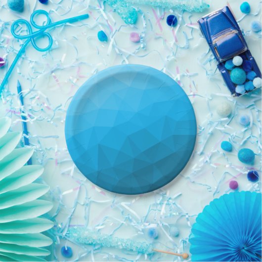 Blaues zyangradientengeometrisches Messprofil Drei Pappteller (Party)