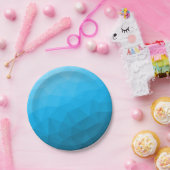 Blaues zyangradientengeometrisches Messprofil Drei Pappteller (Party)