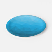 Blaues zyangradientengeometrisches Messprofil Drei Pappteller (Schrägansicht)