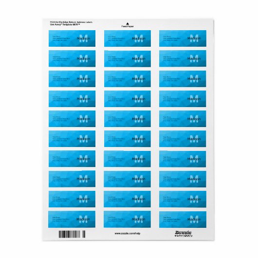 Blaues zyangradientengeometrisches Monogramm (Vorne)