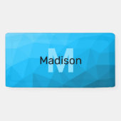 Blaues zyangradientengeometrisches Monogramm Banner (Horizontal)