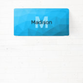 Blaues zyangradientengeometrisches Monogramm Banner (InSitu)