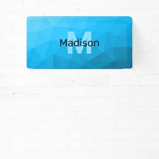 Blaues zyangradientengeometrisches Monogramm Banner (InSitu)